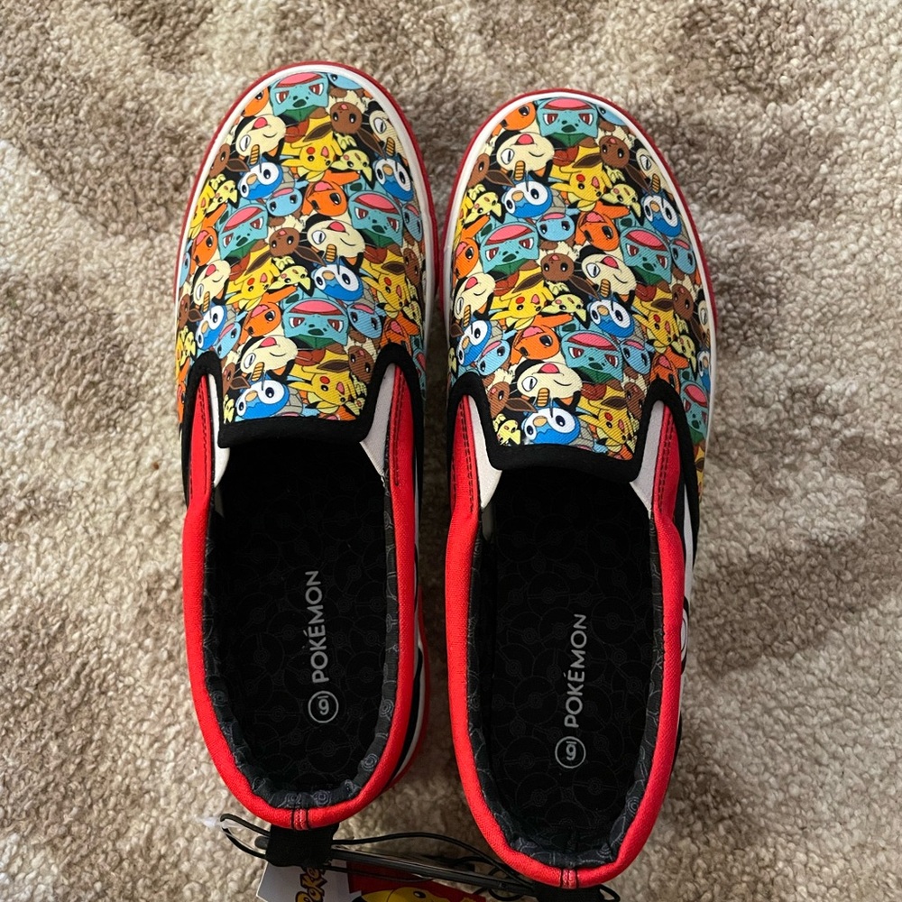 Pokemon Kids Slip-On Sneakers - Red, Yellow, Blue